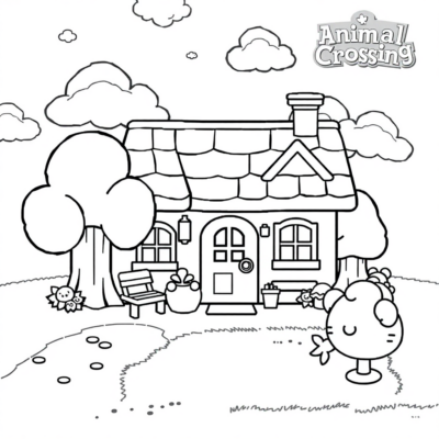 Coloriage : Animal Crossing – Concevoir la maison de rêve