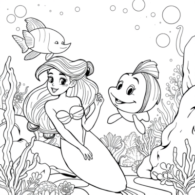 Livre de coloriage : Ariel et Florek dans le monde sous-marin