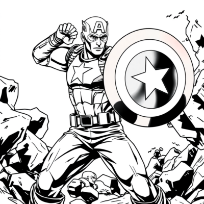 Coloriage : Avengers – Captain America lance son bouclier