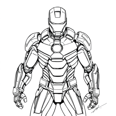 Coloriage : Avengers – Iron Man en armure