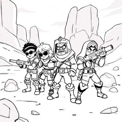 Livre de coloriage : Brawl Stars – Bataille d’équipe dans le désert