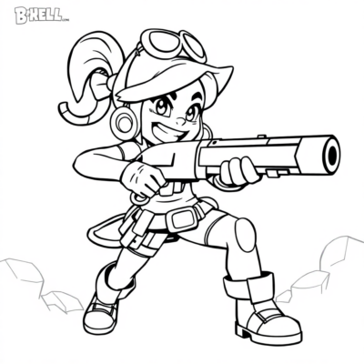 Livre de coloriage : Brawl Stars – Shelly en action avec un fusil à double canon