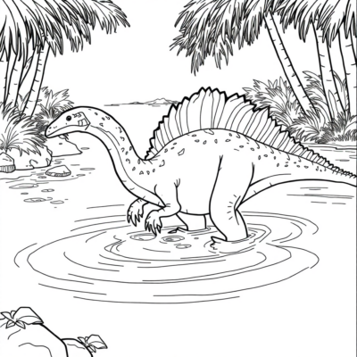 Livre de coloriage : Dinosaure – Hesperornis dans l’eau