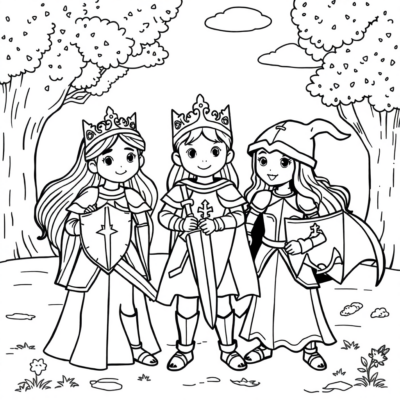 Coloriage : Pour les enfants de 4 à 5 ans – Petites princesses et chevaliers