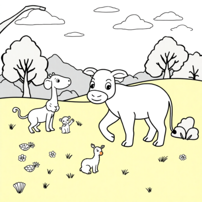 Livre de coloriage : Pour les enfants de 4 à 5 ans – Chansons sur les animaux