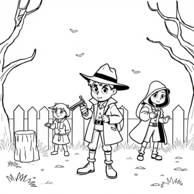 Livre de coloriage : Pour les enfants plus âgés – Les détectives résolvent des énigmes