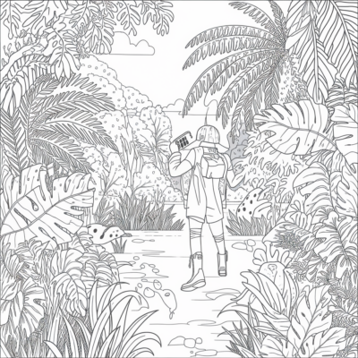 Livre de coloriage : Pour les enfants plus âgés – Aventure mystérieuse dans la jungle