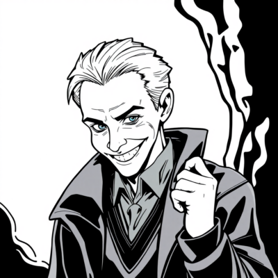 Coloriez: Draco Malfoy avec un sourire sournois