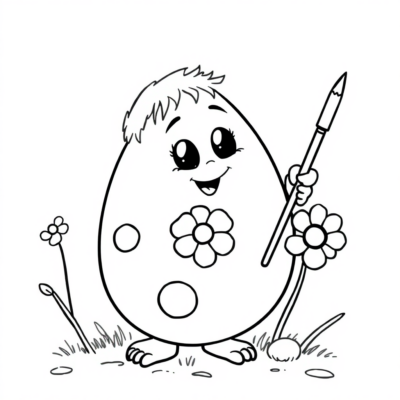 Colorier : Un enfant peignant des œufs