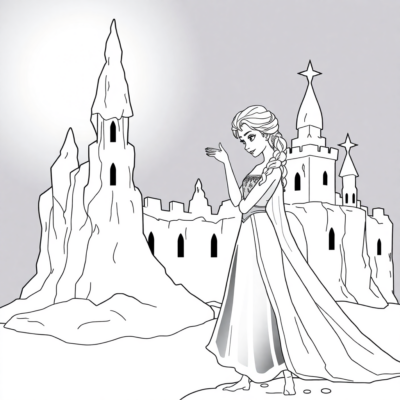 Livre de coloriage : Elsa crée un château de glace