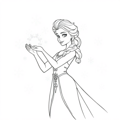 Coloriage : Elsa crée des flocons de neige