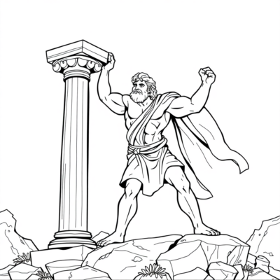 Coloriage : Hercule soulève une colonne