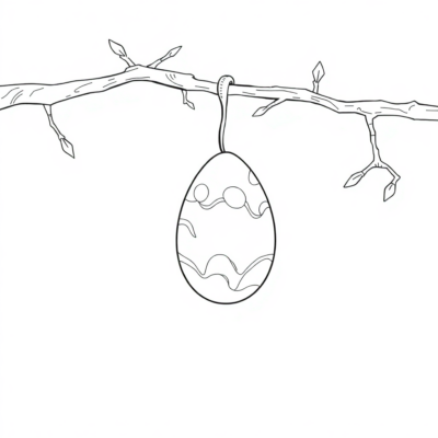 Coloriage : Œufs suspendus sur des branches