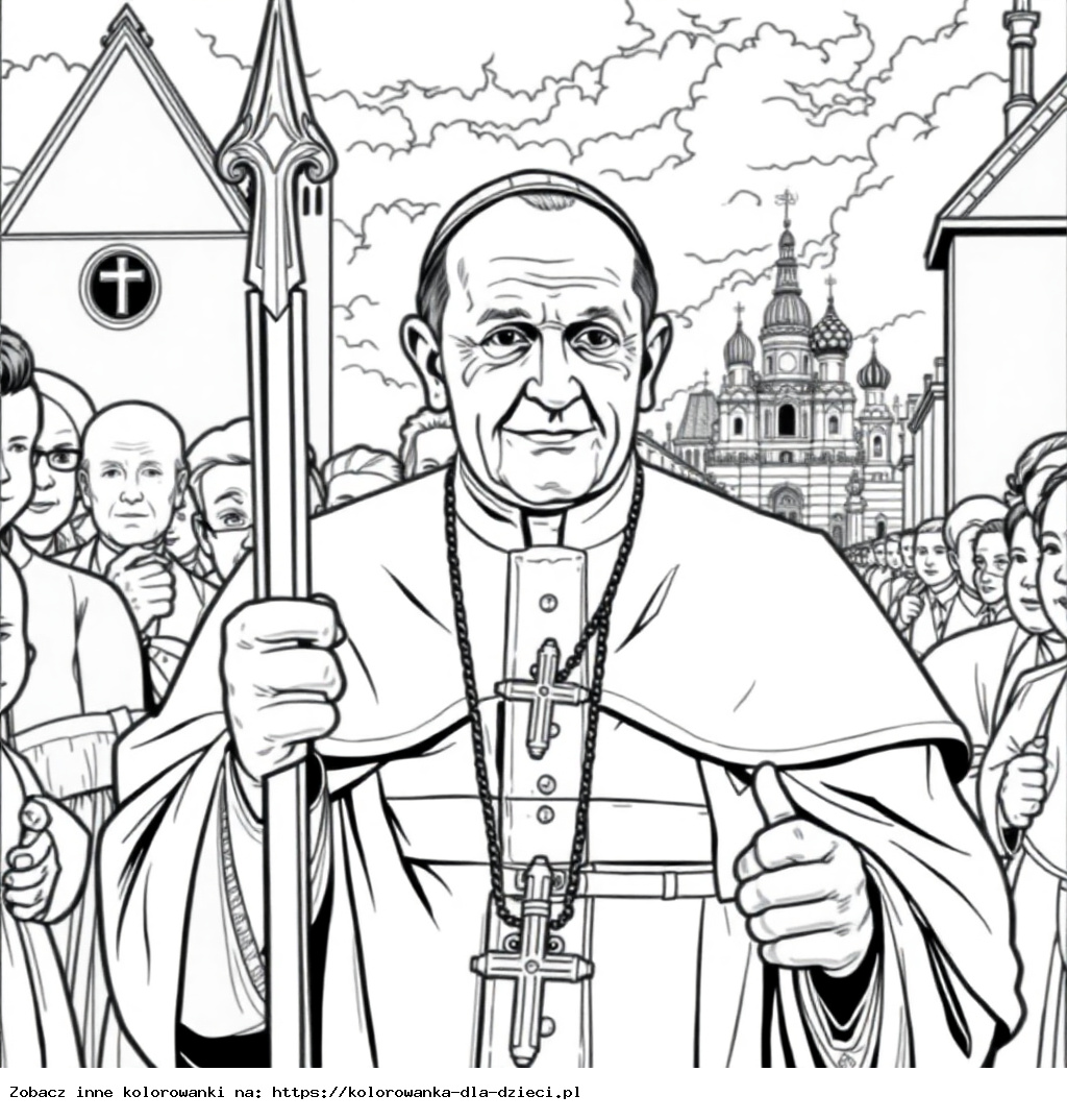 Livre de coloriage : Jean-Paul II – Jean-Paul II en pèlerinage en Pologne