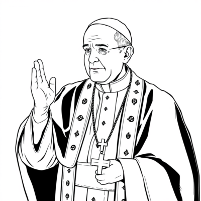 Livre de coloriage : Jean-Paul II – Le Pape donnant la bénédiction