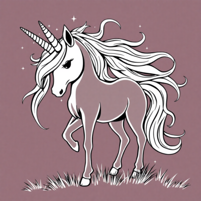 Livre de coloriage : Licornes – Licorne avec une crinière pleine d’étoiles