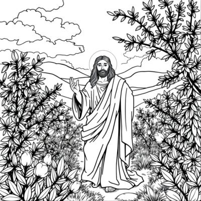 Livre de coloriage : Jésus – Jésus dans le jardin des Oliviers
