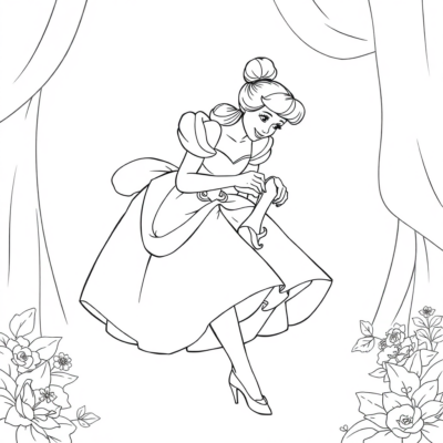 Livre de coloriage : Cendrillon essaie la pantoufle
