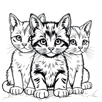 Livre de coloriage : Chatons – Petit chat noir et blanc avec des moustaches