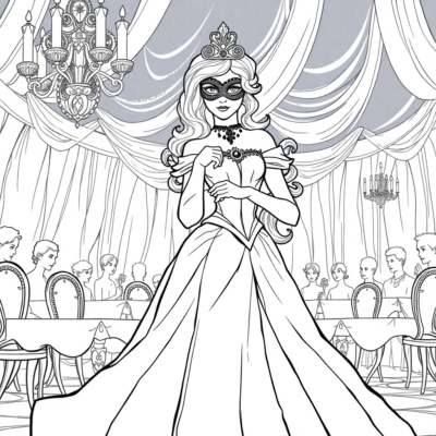 Livre de coloriage : La princesse au bal masqué