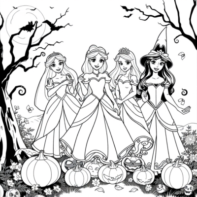 Livre à colorier : Princesses Disney pour Halloween