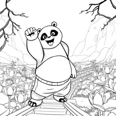 Livre de coloriage : Kung Fu Panda – Po s’entraîne dans la Vallée des Lotus