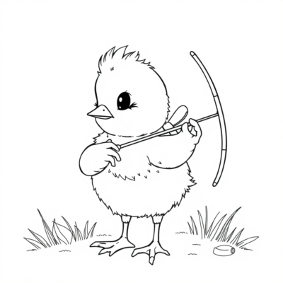 Coloriage : Poussin avec un nœud