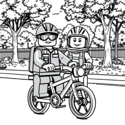 Coloring Book: LEGO Patrouille Cycliste au Parc