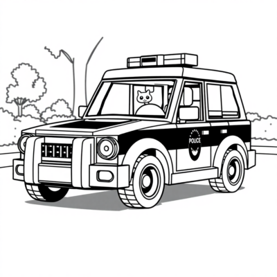 Livre de coloriage : voiture de police LEGO à sirène