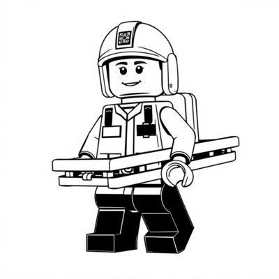 Coloriage : LEGO secouriste médical avec des brancards