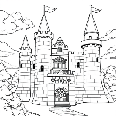 Livre de coloriage: Lego Worlds – Construire un château avec des briques
