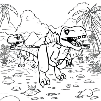 Livre de coloriage : Lego Worlds – Les dinosaures courent sur l’île