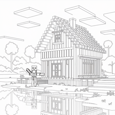 Minecraft – Maison en bois au bord du lac