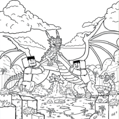 Livre de coloriage : Minecraft – Combat de dragon dans l’End