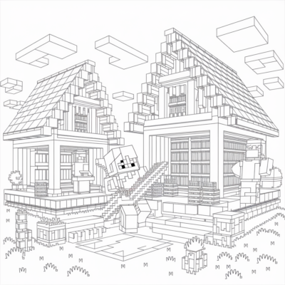 Minecraft – Village avec un Forgeron et une Bibliothèque