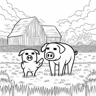 Minecraft – Animaux à la ferme : cochons et poussins
