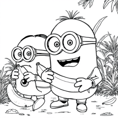 Colorier : Les Minions – Les Minions volent des bananes