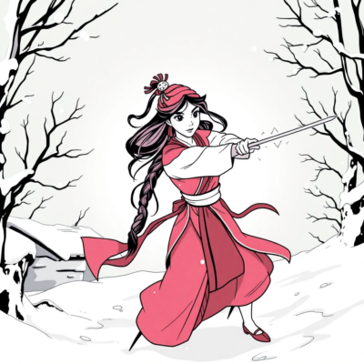 Coloriage : Mulan se bat dans la neige