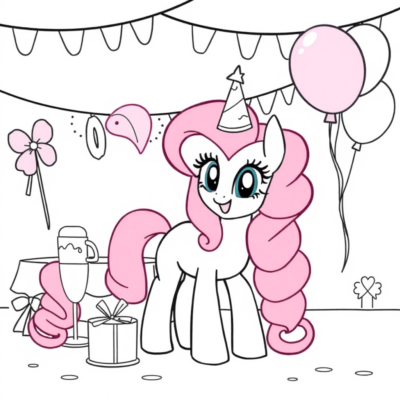 Coloriage : My Little Pony – Pinkie Pie organise une fête
