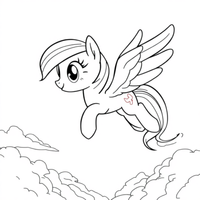 Coloriage : My Little Pony – Rainbow Dash vole dans le ciel