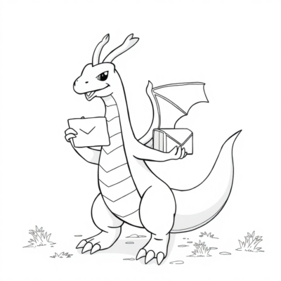 Livre de coloriage : POKEMON – Dragonite apporte des lettres
