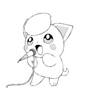 Livre de coloriage : POKEMON – Jigglypuff chante avec un micro