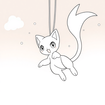 Colorier : POKÉMONS – Mew vole dans les airs
