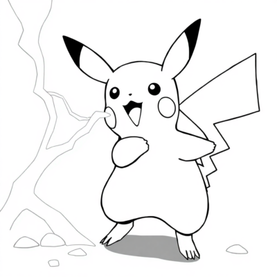 Coloriage : POKÉMONS – Pikachu utilise l’Attaque Foudroyante