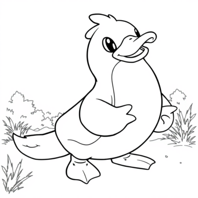 Coloriage : POKEMON – Psyduck se tient la tête