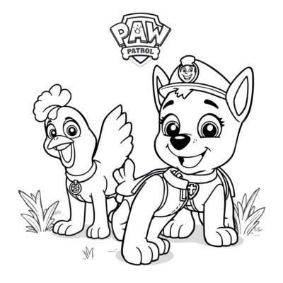 Livre de coloriage : PAW PATROL : À la ferme avec des poules