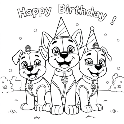 Colorier: PAT’ PATROUILLE : Les chiots fêtent leur anniversaire
