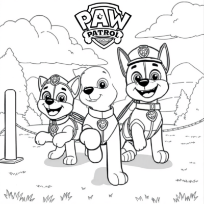 Livre de coloriage : La Pat’ Patrouille : Les chiots s’entraînent sur le parcours d’obstacles