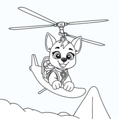 Coloriage : PAT PATROUILLE : Skye vole en hélicoptère