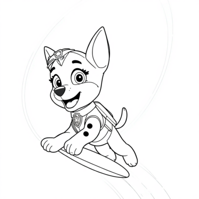 Coloriage : PAT PATROUILLE : Skye fait des acrobaties dans les airs